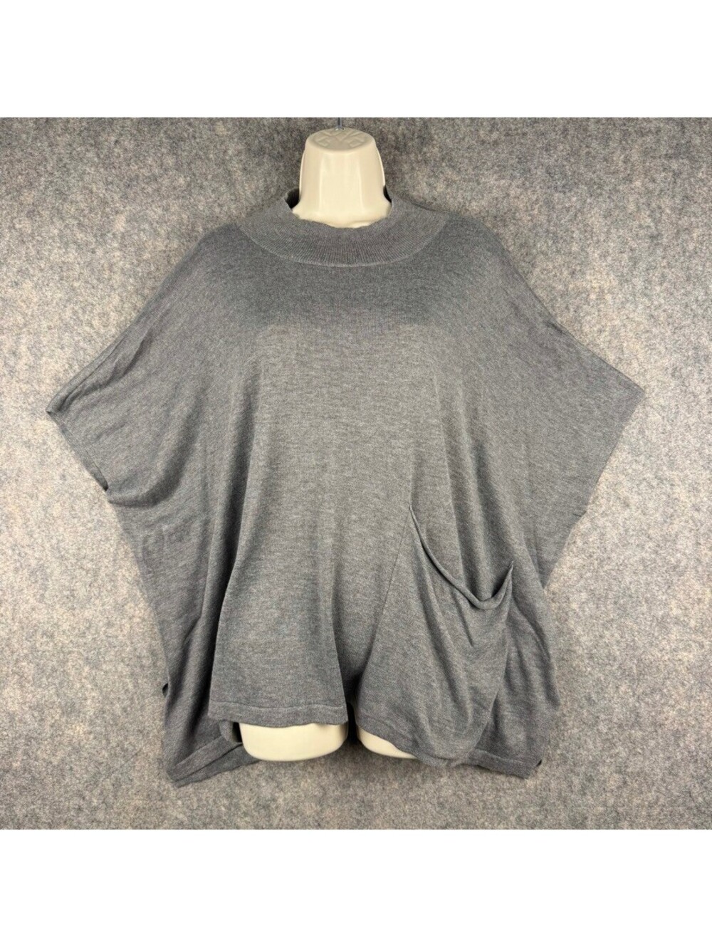 Kerisma Kanga Poncho Gray One Size Mock Neck Boho Lagenlook Coastal 454